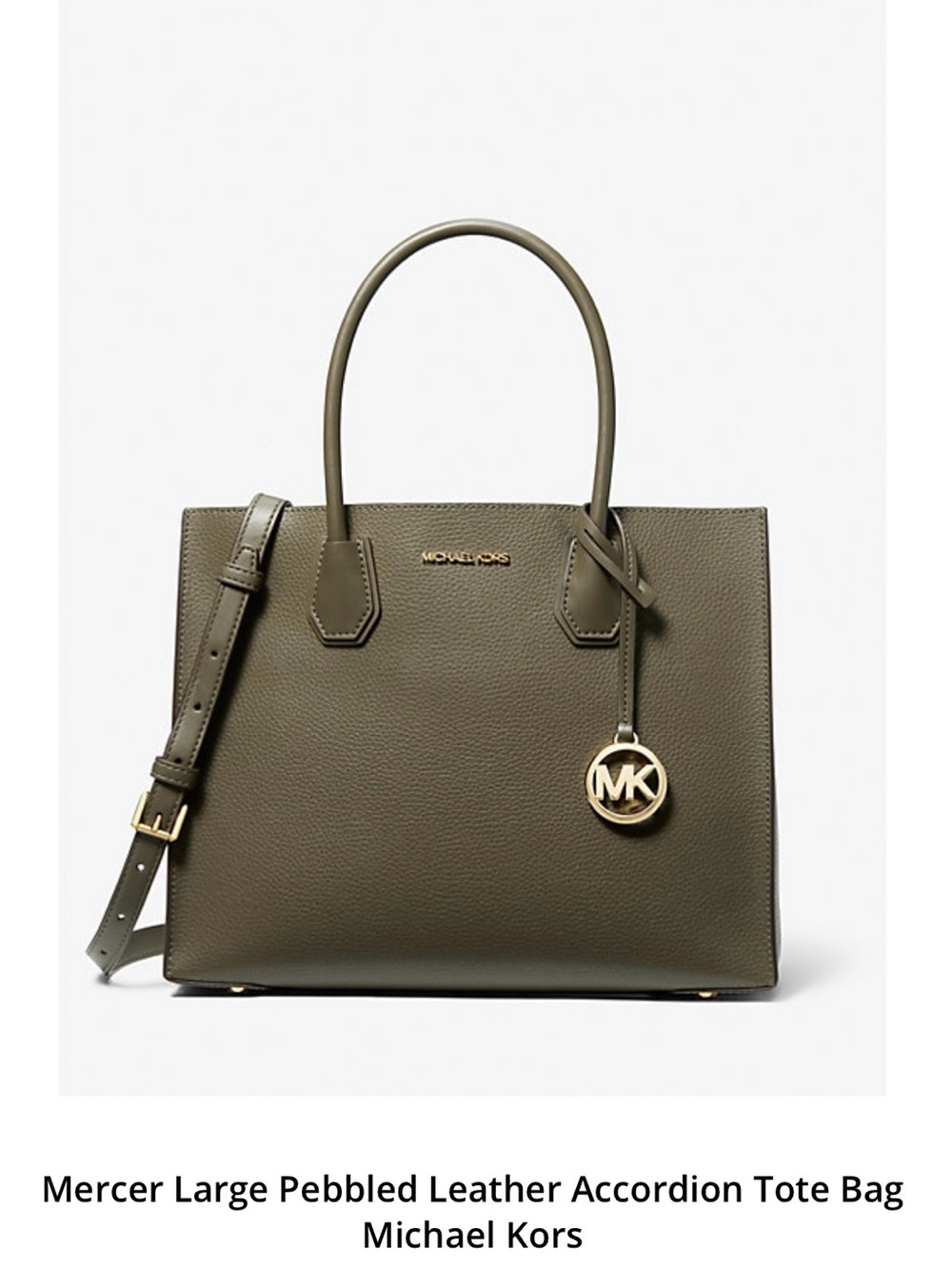 Michael Kors Mercer Large Pebbled Leather Tote Bag in Olive